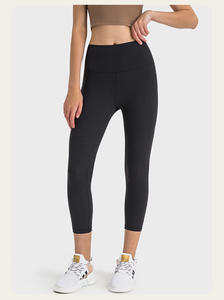 Venta al por mayor de pantalones acanalados desnudos melocotón cadera de las mujeres de cintura alta Anti engaste pantalones de Yoga costilla apretada mujeres pantalones de Yoga mallas de entrenamiento - Product Image 3