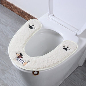Housse de siège de toilette épaisse et chaude, style dessin animé, adhésive, imperméable, lavable, pour l'hiver - Product Image 2