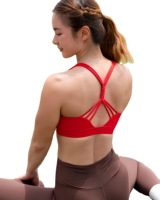 Soutien-gorge de sport antichoc à maintien élevé pour cyclisme, fitness, course à pied et yoga, avec bretelles croisées, panneau dorsal amovible, en Spandex/Nylon à l'avant