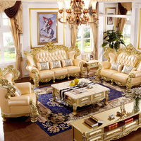 Nouveau Design canapé Antique Style européen canapé de salon classique (vieux) mousse dure haute densité sièges canapés en cuir véritable