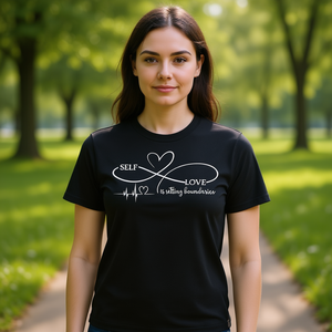 L'amore per se stessi consiste nel stabilire limiti T-shirt nera girocollo unisex per adulti taglia SML XL XXL - Product Image 3