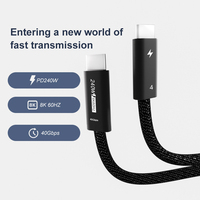 Cable USB C Thunderbolt 4 de 40 Gbps y 240 W PD3.1, Transferencia de Datos y Video 8K a 60 Hz, Cable Trenzado de Nailon para Laptop, Monitor y Estación de Acoplamiento