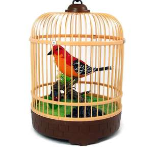 Vente en gros de mini cages à oiseaux personnalisées mignonnes à détection vocale double oiseau électronique en plastique pour enfants jouets pour animaux de compagnie jouet lumineux de dessin animé - Product Image 2