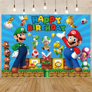 Decoración de Fondo para Fiesta de <span class=keywords><strong>Mario</strong></span> <span class=keywords><strong>Bros</strong></span>, Artículos de Fiesta para Niños y Niñas, Fondos de Vinilo para Fotografía, Regalos para Festivales - Product Image 1