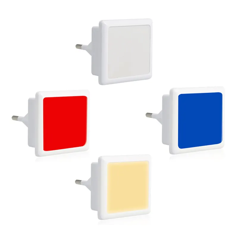 0.3W White Red Blue Mini Square LED Night Light with Dusk to Dawn Sensor Plug in Wall Night Lamp