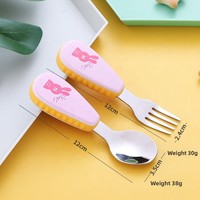 Enfants Réutilisable Cuillère Fourchette Baguettes Cas De Qualité Alimentaire Vaisselle Mini Mignon Kawaii Cuillère Fourchette En Acier Inoxydable Enfant Couverts Ensemble