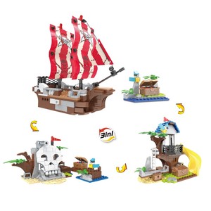 COGO 3 en 1 Développement Éducatif 260 pcs Bateau Pirate Crâne Château Modèle 3D Building Block Jouets - Product Image 1