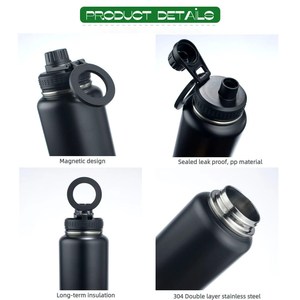 Bouteille d'eau réutilisable, bouteille isotherme multifonction, anti-fuite, en acier inoxydable avec couvercle magnétique - Product Image 3