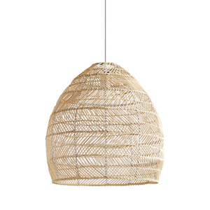 Lustre en bambou, abat-jour suspendu manuellement, éclairage de plafond en maille de <span class=keywords><strong>canne</strong></span>, lampe suspendue à économie d'énergie, blanc chaud 2700K, cuisine - Product Image 2