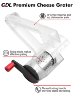 Keuken Roterende Mandoline Slicer Mini-Handmatige Plastic Voedselmolen Walnoten Kaasversnipperaar