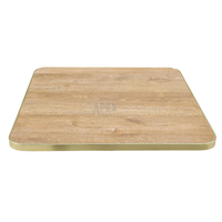 Plateau de table rectangulaire en contreplaqué de luxe, veiné de marbre foncé, avec bordure en laiton, résistant aux taches, pour extérieur