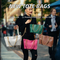 Sac à rabat classique d'été pour femme avec chaîne en cuir PU, doublure en polyester, fermeture éclair - Sac à main décontracté et tendance