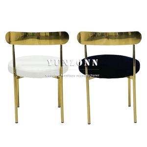Precio al por mayor de alta calidad de la boda de oro usado asiento redondo de acero inoxidable sillas de comedor para alquiler - Product Image 3