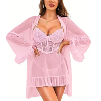 Ensemble de lingerie en dentelle lisse de qualité supérieure, robe de nuit transparente pour femmes, tentation sensuelle, col en V et bretelles réglables pour l'été