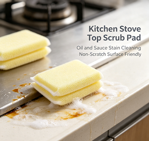 Yellow Non <b>Scratch</b> Dish Sponge Reusable Kitchen Cleaning Sponge High Water Absorption Rectangular Wash <b>Pad</b> 4pcs - Product Image 2