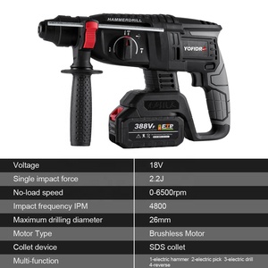 Máy khoan búa điện không chổi than cầm tay đa chức năng, xoay, sạc lại được, dùng cho pin Makita 18V - Product Image 5