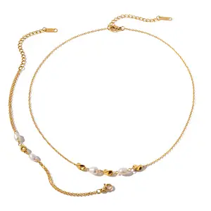 New Fashion Style 18K Gold Stainless Steel Pearl Women'S Temperament Retro Bracelet Wholesale