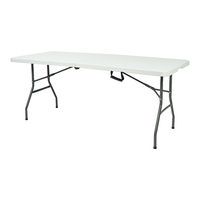 Table pliante Portable 6ft blanc rectangulaire en plastique mobilier d'extérieur pliable Banquet restauration salle à manger Camping Tables pliantes