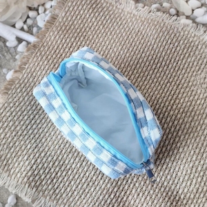 Pochette à cosmétiques bleue à carreaux, cadeaux pour demoiselles d'honneur, thème 'Last Toast on the Coast', 'Coastal <span class=keywords><strong>Cowgirl</strong></span>', personnalisable avec initiales, pour fête - Product Image 6