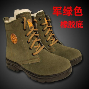 Botas de Nieve para Hombre 3551, Cálidas para Invierno, Forradas de Cuero y Lana, Tacón Medio, Cierre de Cordones Delanteros, Color Caqui, para Uso en Exteriores - Product Image 5