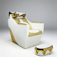 Table de massage électrique inclinable de luxe BM en or blanc pour salon de coiffure, spa et thérapie capillaire, avec repose-pieds moderne pour salon de beauté