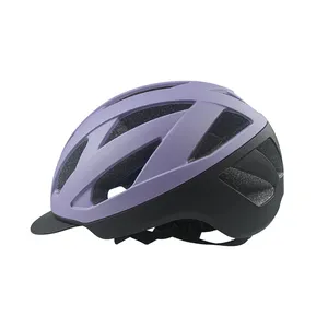 新しいデザインのPCシェルインモールドロードバイクサイクリストヘルメット男性用女性用LEDライト取り外し可能アーバン自転車ヘルメットバイザー付き
