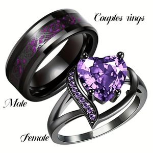 <span class=keywords><strong>Bague</strong></span> de couple en <span class=keywords><strong>diamant</strong></span> <span class=keywords><strong>rouge</strong></span> anti-ternissement pour bijoux de mariage, <span class=keywords><strong>bague</strong></span> de conception en forme de cœur pour <span class=keywords><strong>homme</strong></span> et femme, cadeau de la Saint-Valentin - Product Image 3