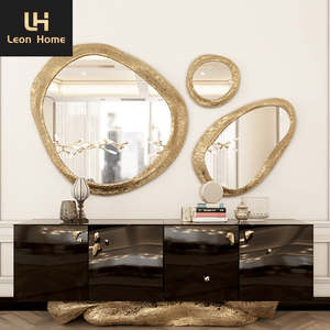 Table de console de <span class=keywords><strong>miroir</strong></span> de cadre en laiton doré de haute qualité 3 pcs et ensemble de <span class=keywords><strong>miroir</strong></span> <span class=keywords><strong>miroir</strong></span> mural de luxe - Product Image 2