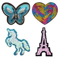 Patch de luxe YH-HT25151 femmes vêtements fer sur broderie paillettes Chenille patchs Patch d'impression personnalisé avec décoration de paillettes