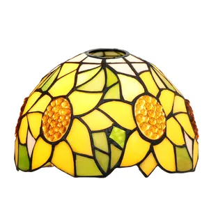 Tiffany style lampe shade de decoration salon stained glass material 8 inch mosaic Sunflower lampshade Replacement for wall lamp