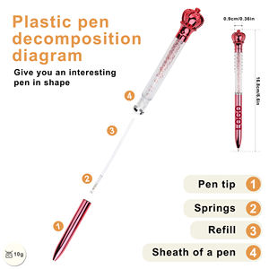 Stylo bille en plastique personnalisé avec logo imprimé, design élégant, grande décoration diamant, écriture fluide, idéal pour les cadeaux scolaires (vente en gros) - Product Image 2