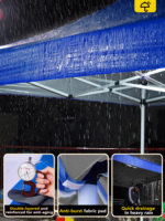 Tente de réception pliable 3x3 m (10x10 pi) imperméable pour extérieur, coloris rouge, bleu, blanc, grand modèle, auvent pop-up pour événements et salons professionnels de 5 m