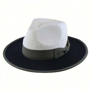 Sombrero de Paja Panamá 2025 para Hombre y Mujer, con Costuras Bicolor, para Verano, Protección Solar, Diseño Liso, para Playa - Product Image 5