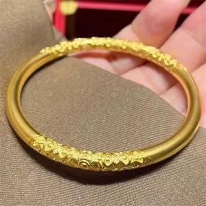 24K Gold Plated Purple Flower Vintage Baby Bangle <b>Adjustable</b> Wholesale Chinese Ancient Craft <b>Bracelet</b> - Product Image 2