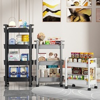 Poussette à collation mobile en plastique multicouche avec roues pour la cuisine, la salle de bain et le salon de beauté pour le rangement des outils de nettoyage