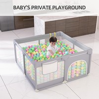 Parc d'activités multifonctionnel pour bébé avec piscine à balles, tapis de jeu, anneaux de traction et sac de rangement – Centre d'activités pour nourrissons et tout-petits