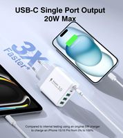 Chargeur USB C 50W 5 ports Chargeur multiple Charge rapide Bloc de charge double port Adaptateur secteur QC Prise murale Alimentation USB C