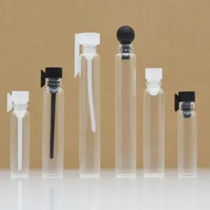 Fabrika 1ml 2ml 3ml 5ml boş örnek Tester Mini küçük temizle parfüm koku seyahat şişe flakon ile plastik değnek/damla