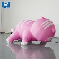 Modèle de chat rose gonflable personnalisé, mascotte animale gonflable pour la publicité extérieure et la décoration d'événements