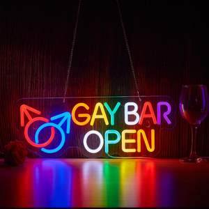 Gay Bar Open Neon Sign para decoración de pared Regulable LED Neon Light USB Powered Neon Art Signs Decor Custom Neon Lights - Product Image 1