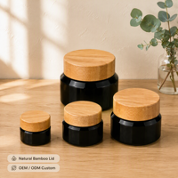 Pot cosmétique rechargeable 30 ml, recyclable, avec logo personnalisé par estampage à chaud, pot à lotion avec couvercle en bambou, directement de l'usine