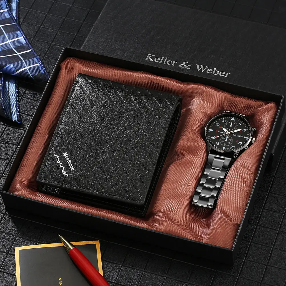 Casual Watch and Wallet Set Top Brand Luxury Business Quartz Wristwatches Men Original Gifts for Boyfriend Regalos CC016