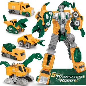 5 in 1 Transforming Toys für Kinder Roboter Dinosaurier Baufahrzeuge Set