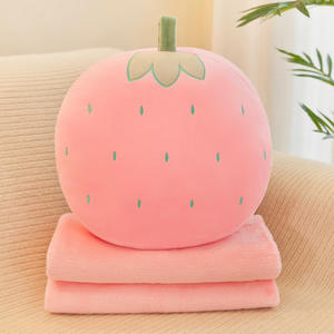 Grosir bantal sofa buah boneka lucu multifungsi lembut 3 in 1 selimut bantal sofa - Product Image 3