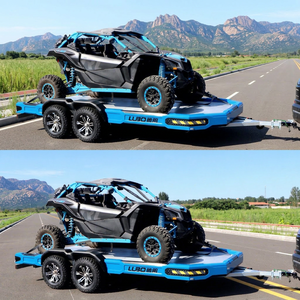 Remorque ATV industrielle LUBO à double essieu bleue avec plateau plat, alimentée à l'essence pure 1500W pour le transport de véhicules tout-terrain - Product Image 1