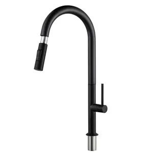 Tengbo-grifo con cabezal multifunción de acero inoxidable, TB-1850BK, aireador en espiral para fregadero de cocina, extraíble