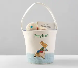 New Arrival Easter Decoration Baby Rabbit Easter Basket Monogram Vinyl Rabbit Bunny Easter Bucket