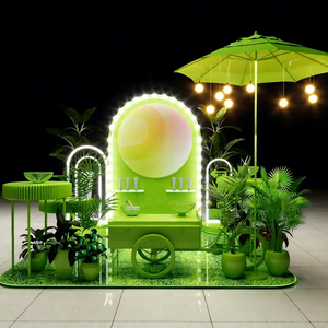 Kiosque mobile rose personnalisé avec éclairage <span class=keywords><strong>LED</strong></span> pour la promotion d'événements de marques de soins de la peau et de cosmétiques - Product Image 4