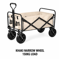 Chariot de camping pliable 150 kg, chariot de transport portable pour extérieur, chariot pliable à 4 roues étroites