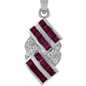 Pendentif en argent sterling 925 plaqué rhodium de luxe avec saphirs multiples sertis en clos carré pour femmes/unisexe/enfants - Product Image 3